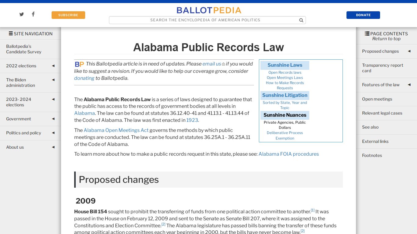 Alabama Public Records Law - Ballotpedia