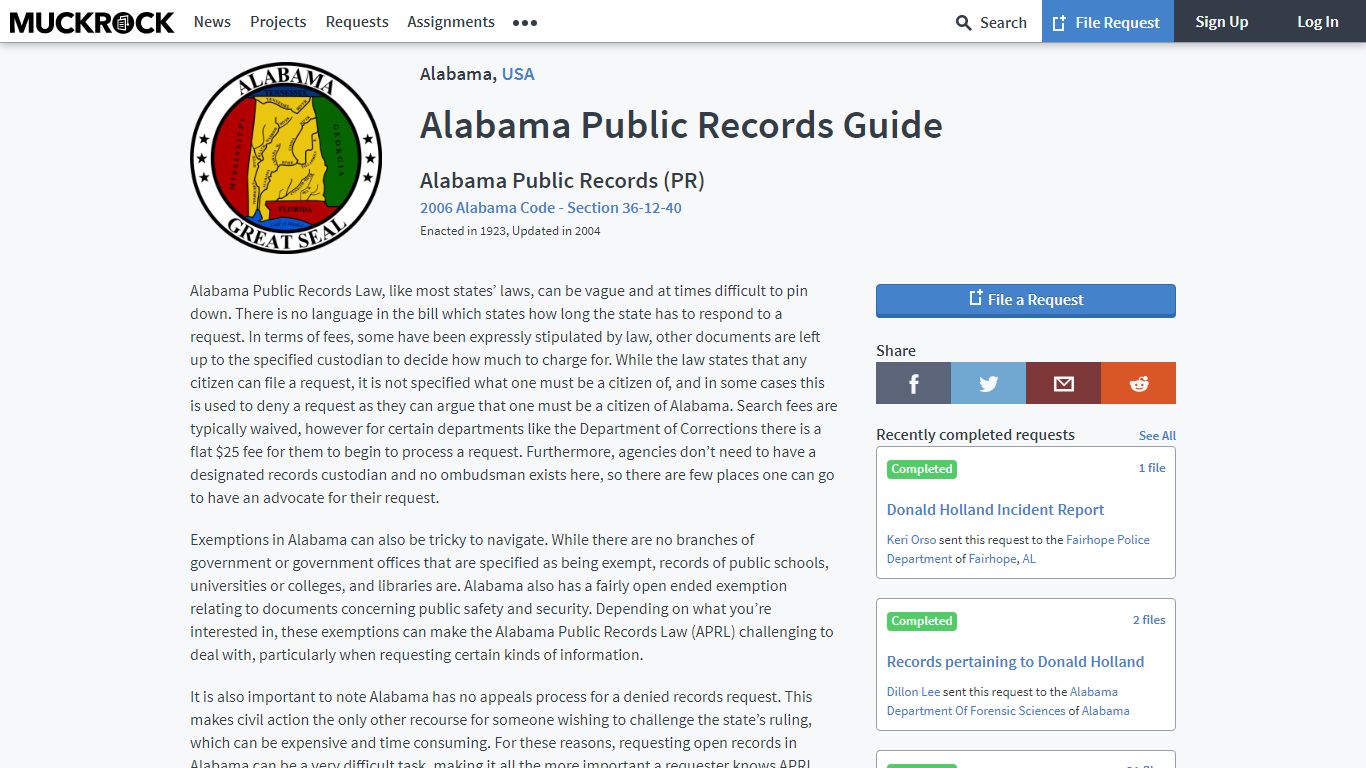 Alabama Public Records Guide • MuckRock