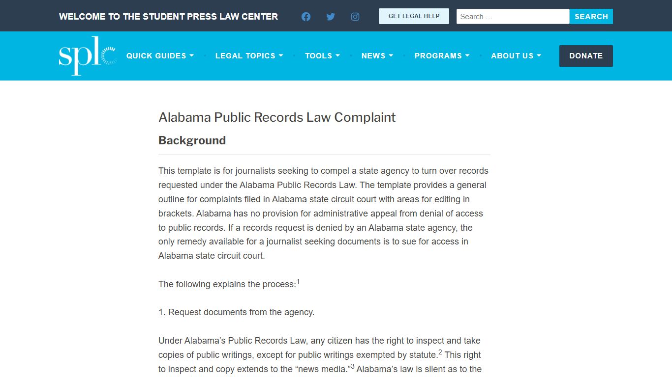 Alabama Public Records Law Complaint - Student Press Law ...